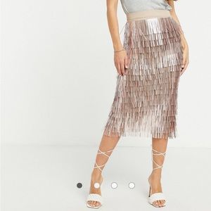 ASOS DESIGN midi skirt in rose gold